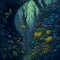 A hyper-realistic painting of a faerie garden with rich colors. AI-Generated.