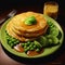 Hyper-realistic Pancake And Chips With Mushy Peas