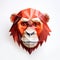 Hyper-realistic Paper Sculpture: Vibrant Red Monkey With Triangular Head