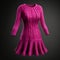 Hyper Realistic Pink Crocheted Dress On Black Background