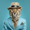 Hyper-realistic Portrait Of Adorable Cheetah In Blue Suit