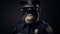 Hyper-realistic Portrait Of Chimpanzee Police Officer In Edgy Caricature Style