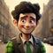 Hyper-realistic Portraits: Animated Character In Green Jacket And Vest