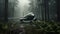 Hyper-realistic Portraiture Of A Passenger Plane In The Fog Of The Forest