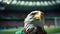 Hyper-realistic Portraiture Of Soccer Eagle With Osprey Mascot At Soccer Stadium