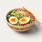 Hyper-realistic Ramen Bowl With Eggs And Cucumbers