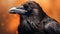 Hyper-realistic Raven Portrait On Orange Background
