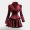 Hyper Realistic Red Coat And Skirt: Futuristic Victorian Fashion In Maya