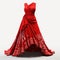 Hyper Realistic Red Dress 3d Model With Traditional Balinese Motifs