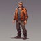 Hyper-realistic Sci-fi Game Character Illustration: Male Casual Character With Glasses And Brown Jacket