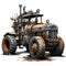 Hyper-realistic Sci-fi Illustration Of A Rusty Post-apocalyptic Tractor