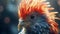 Hyper-realistic Sci-fi Rooster: A Charming Feathered Character Illustration