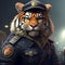 Hyper-realistic Sci-fi Tiger In Police Uniform - Captivating Artwork