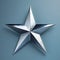 Hyper-realistic Sculpture: Silver Star On Blue Background