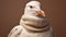 Hyper-realistic Seagull Portrait In White Sweater On Brown Background