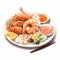Hyper-realistic Shrimp Plate Illustration In Vibrant Manga Style
