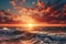 hyper realistic sunset with dramatic sky over sea