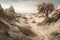 Hyper-realistic surreal desert landscape. AI generated