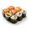 Hyper-realistic Sushi Rolls On White Background