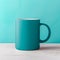 Hyper-realistic Teal Cup Mockup On Turquoise Wall