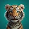 Hyper-realistic Tiger Illustration: Expressive Eyes And Cute Animated Style