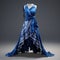 Hyper Realistic Troubadour Style Blue Long Dress In Indigo