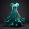 Hyper Realistic Turquoise Dress: Detailed 3d Rendering In Bold Contrasting Colors