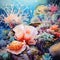 Hyper-realistic underwater scene with soft pastel colors