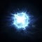 Hyper-realistic view of the star Sirius, star details in high resolution, black space background.