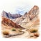 Hyper Realistic Watercolor Illustration Of Isolated Badlands