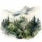 Hyper Realistic Watercolor Illustration Of Misty Mountains