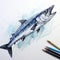 Hyper-realistic Watercolor Painting Of Barracuda With High Contrast