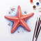 Hyper-realistic Watercolor Painting Of Starfish With High Contrast