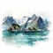 Hyper Realistic Watercolor Scenery: Majestic Fjord With Mountains