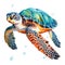 Hyper-realistic Watercolor Sea Turtle Wall Decal Sticker