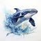 Hyper-realistic Watercolor Whale Illustration With High Contrast