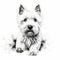 Hyper-realistic West Highland White Terrier Paw Print Drawing