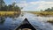 Hyper-realistic Wetland Scene: Canoeing On A Marsh With Sublime Wilderness Vibes