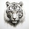Hyper-realistic White Tiger Portrait Tattoo Drawing With High Contrast