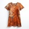 Hyper Realistic Women\\\'s Orange Acid T-shirt With Glazed Earthenware Texture