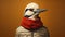 Hyper-realistic Woodpecker Portrait In White Roll-neck Sweater