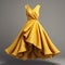 Hyper Realistic Yellow Dress: Daz3d Style With Golden Age Glamour