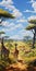 Hyper-realistic Zebra Painting In Expansive Savanna Landscape