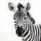 Hyper-realistic Zebra Portrait Tattoo Drawing On White Background