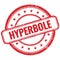 HYPERBOLE text on red grungy round rubber stamp