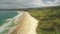 Hyperlapse Irish coast aerial view: sand beach with water waves. Wonderful Atlantic ocean seascape