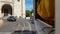 Hyperlapse of tram ride in old town centre in Lisbon, passenger window perspective