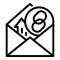 Hyperlink mark in the envelope icon, outline style