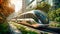 Hyperloop train, magnetic levitation train background, fastest train of the future, high speed rail travel. Public transport