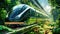 Hyperloop train, magnetic levitation train background, fastest train of the future, high speed rail travel. Public transport